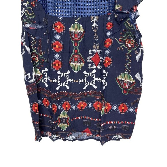 Hayden Top Womens Small Shirt Short Sleeve Blouse Blue Boho Peasant Work Casual - Picture 3 of 12